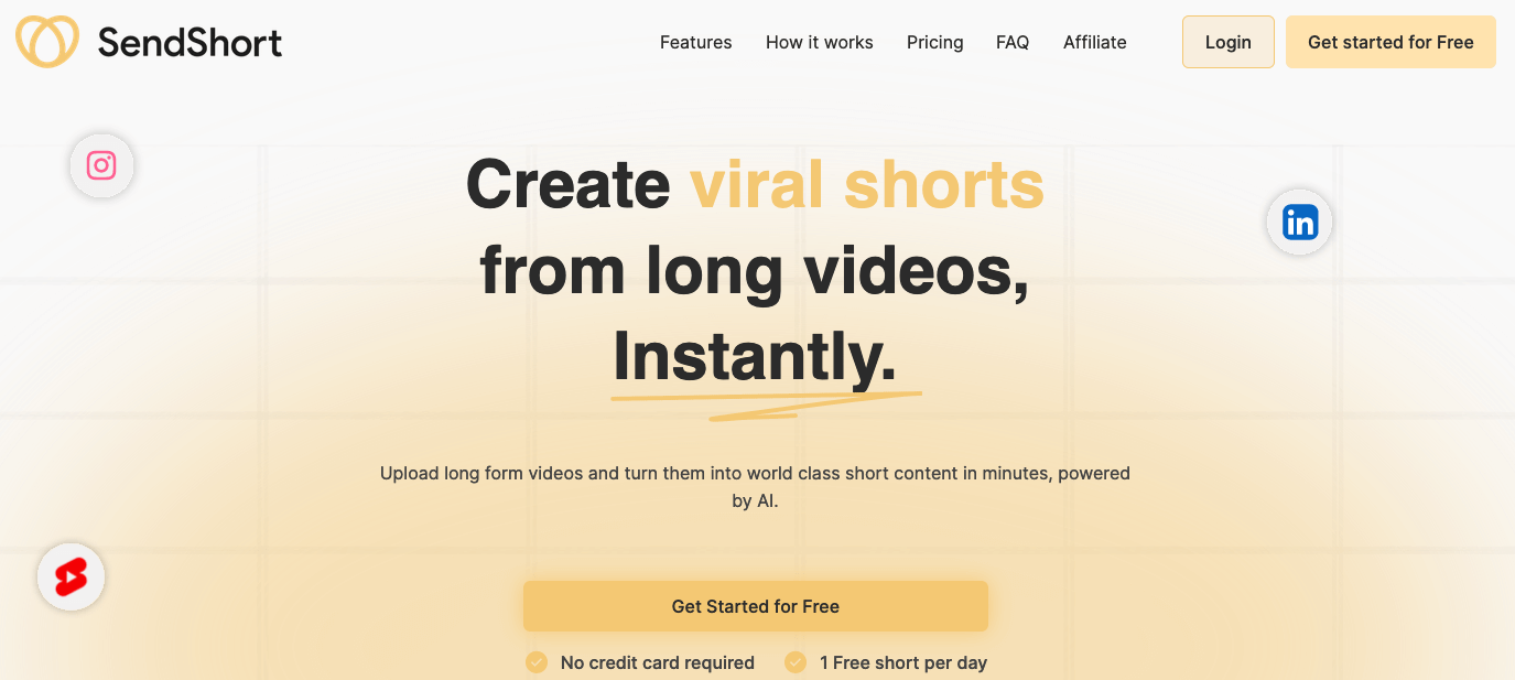 sendshort-en crear cortos a partir de vídeos largos con SendShort