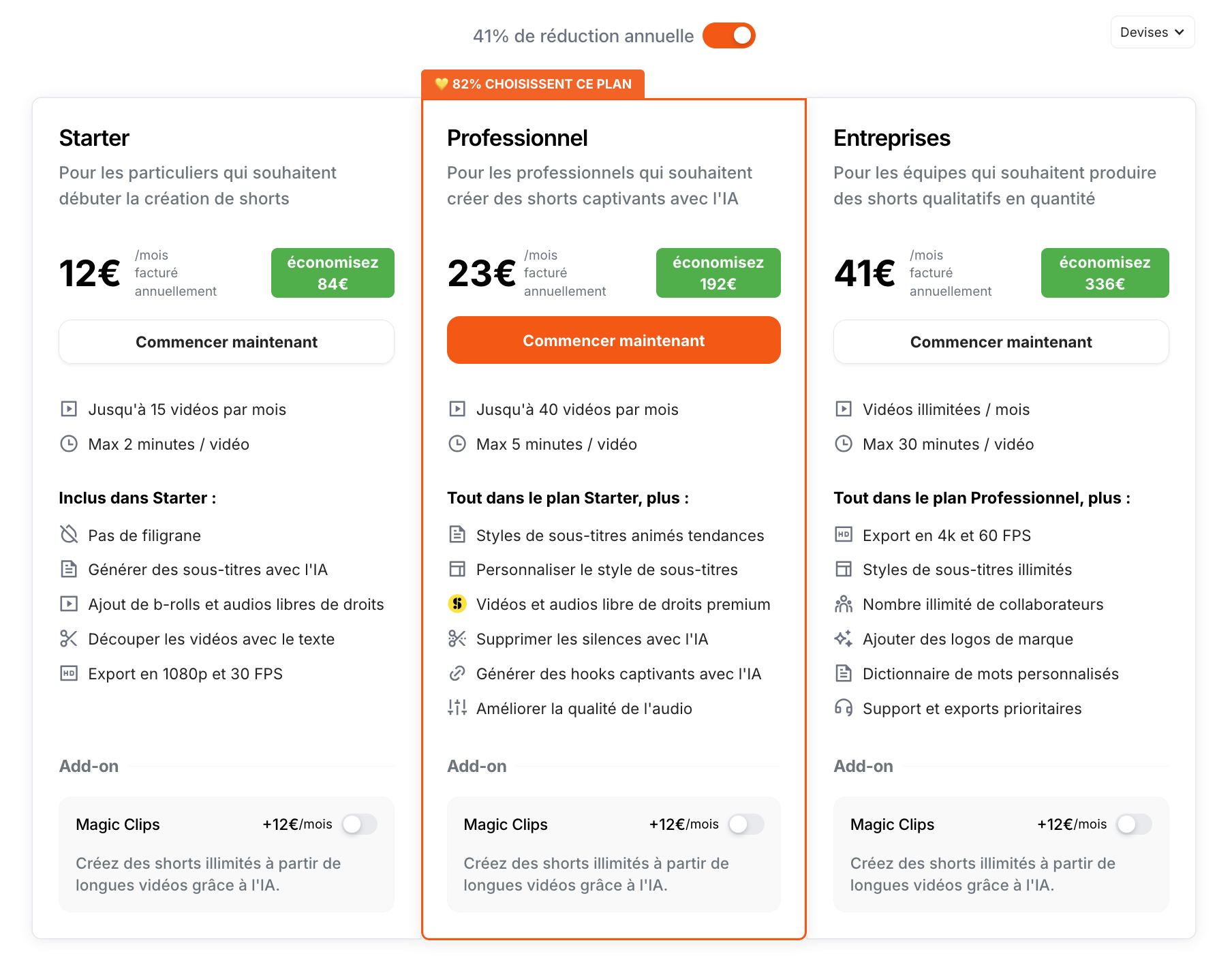 submagic-prix table des prix de Submagic