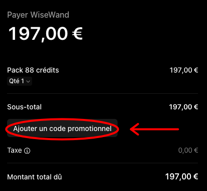 appliquer-code-promotionnel-wisewand Ajouter un code promotionnel Wisewand